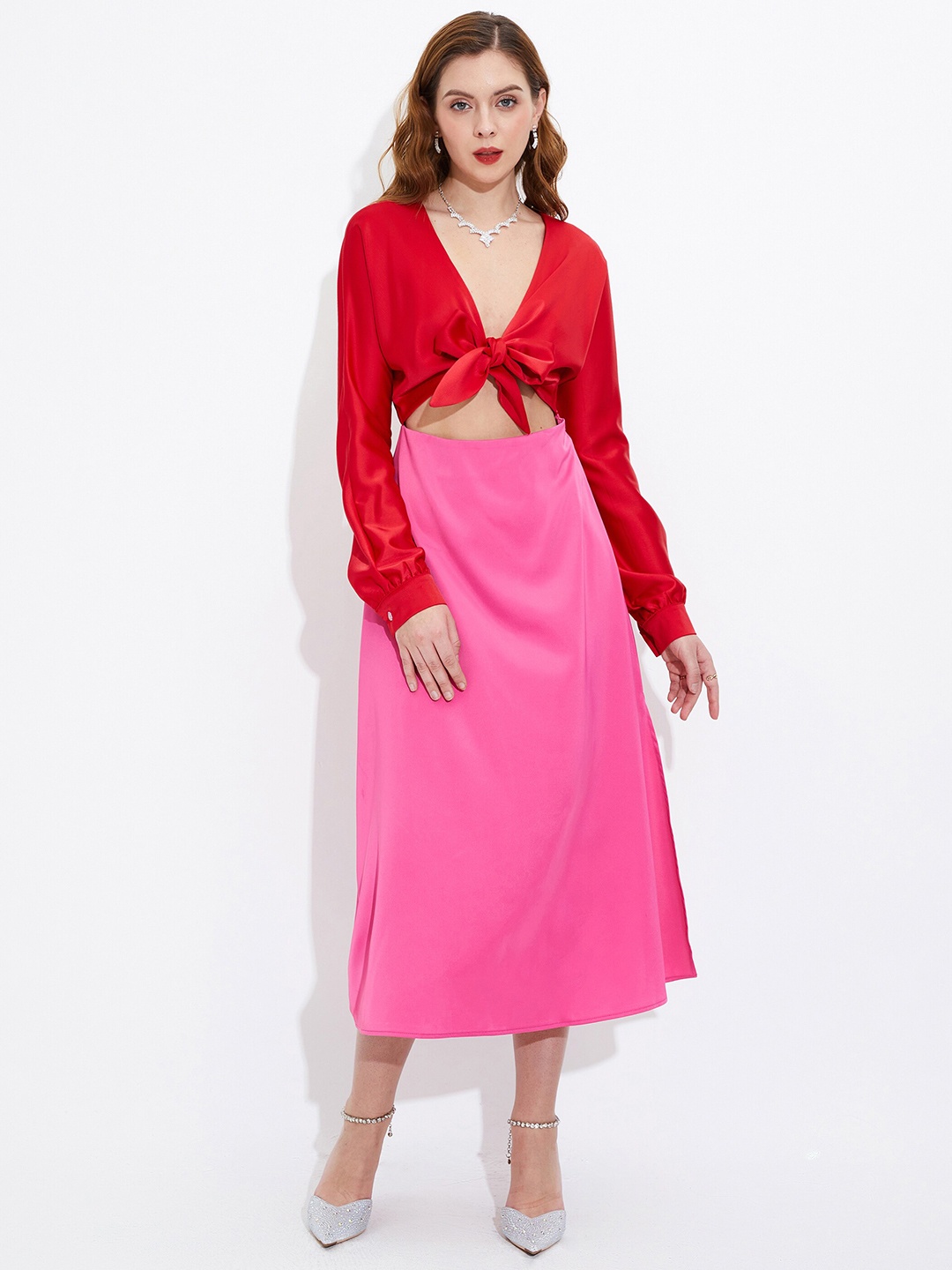 

URBANIC Red Midi Dress