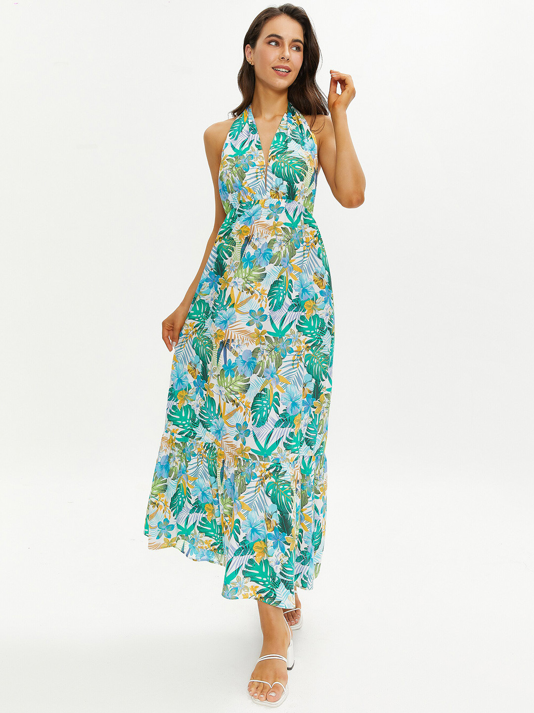 

URBANIC Blue Floral Maxi Midi Dress