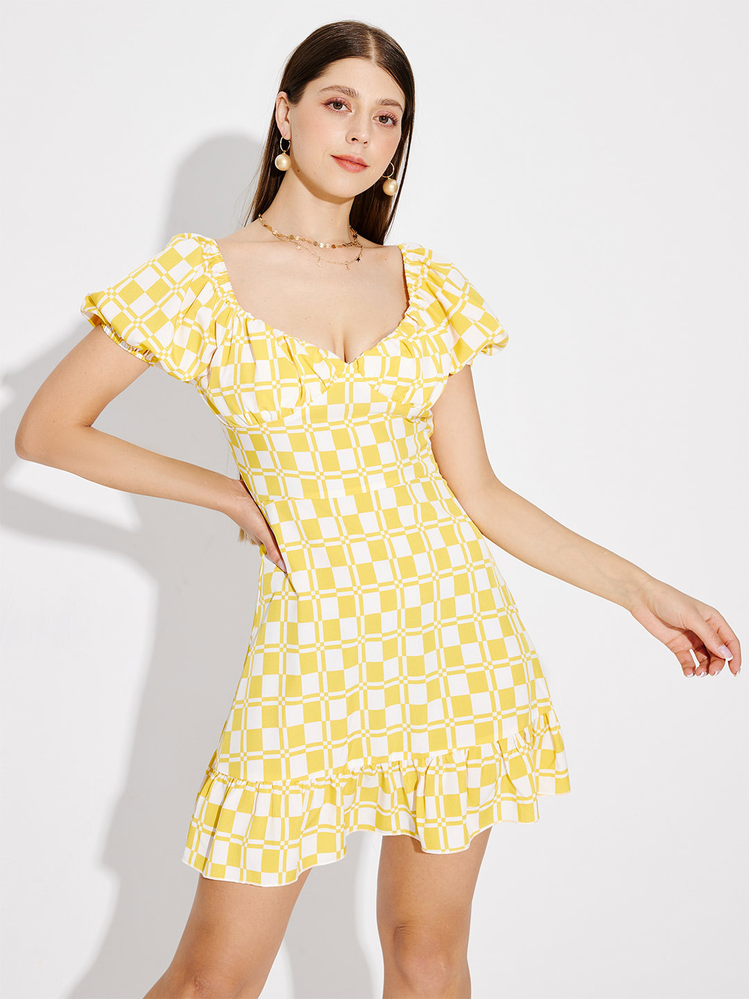 

URBANIC Yellow A-Line Mini Dress