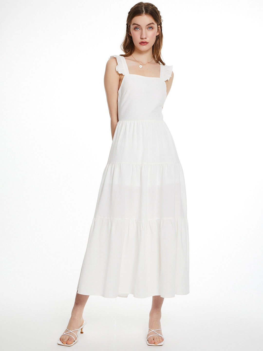 

URBANIC White Midi Dress