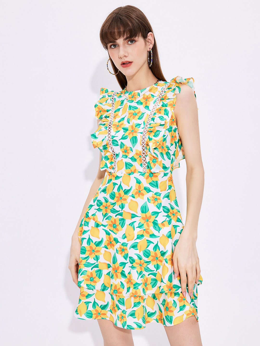 

URBANIC Green Floral Dress