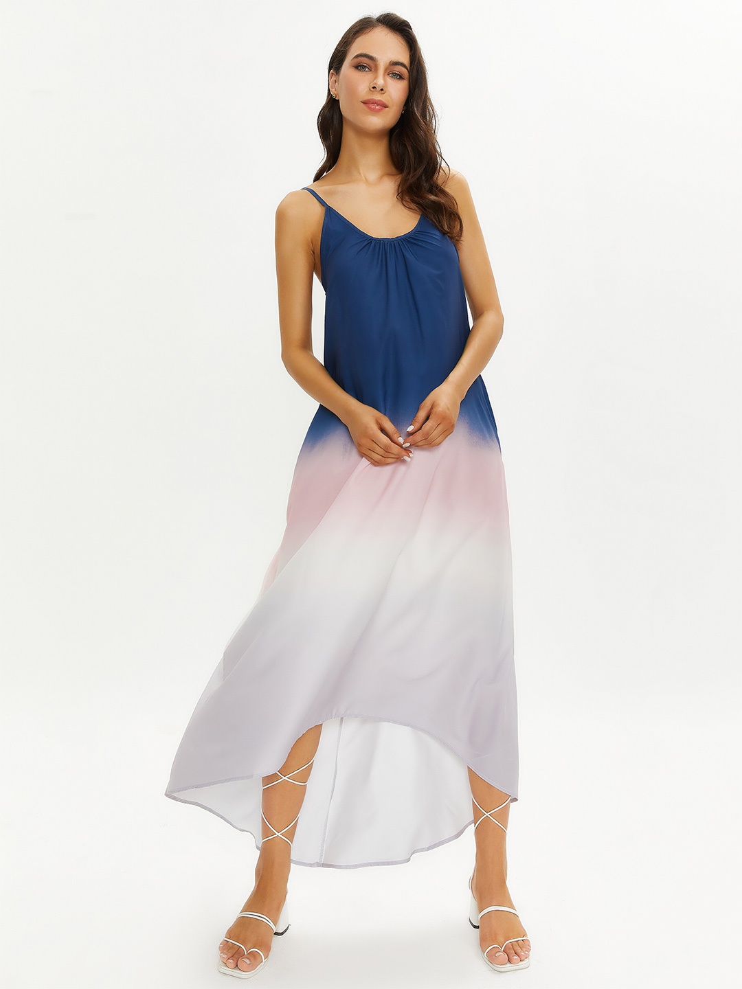 

URBANIC Grey Tie and Dye Dyed A-Line Midi Dress