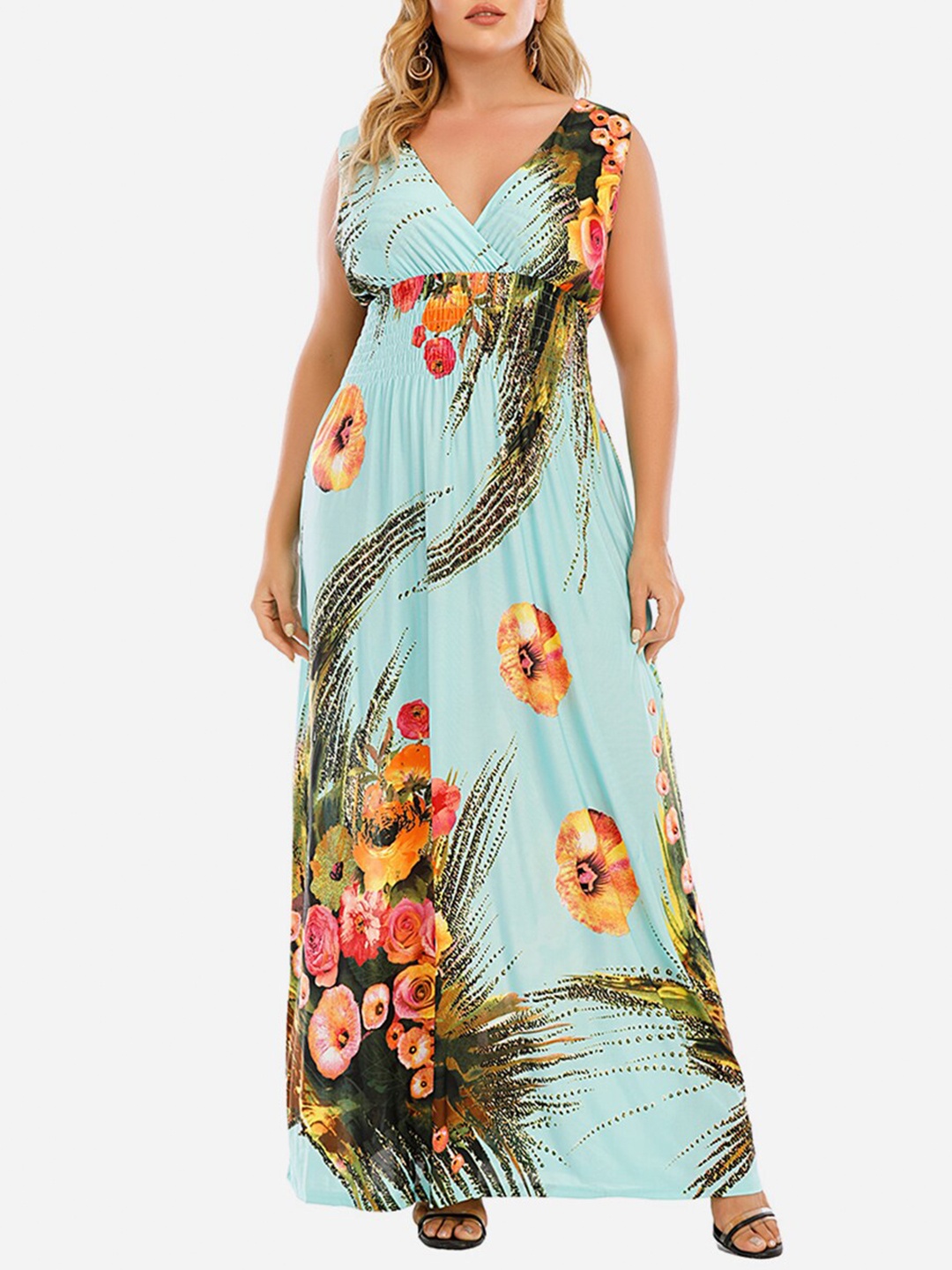 

URBANIC Blue Floral Maxi Dress