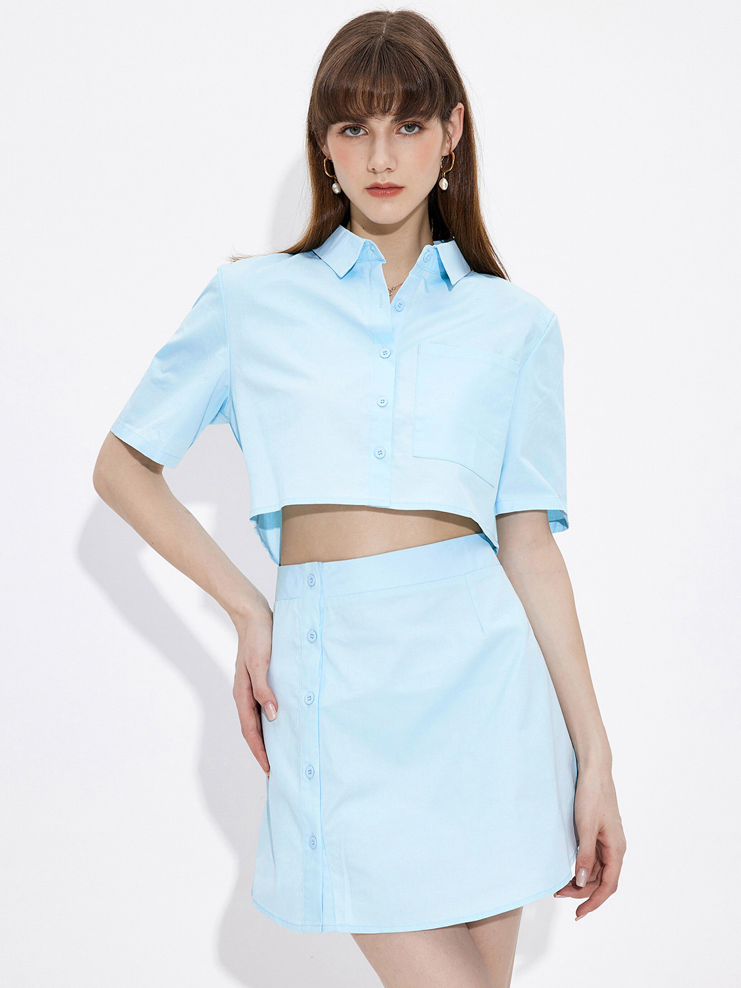 

URBANIC Blue Shirt Mini Dress