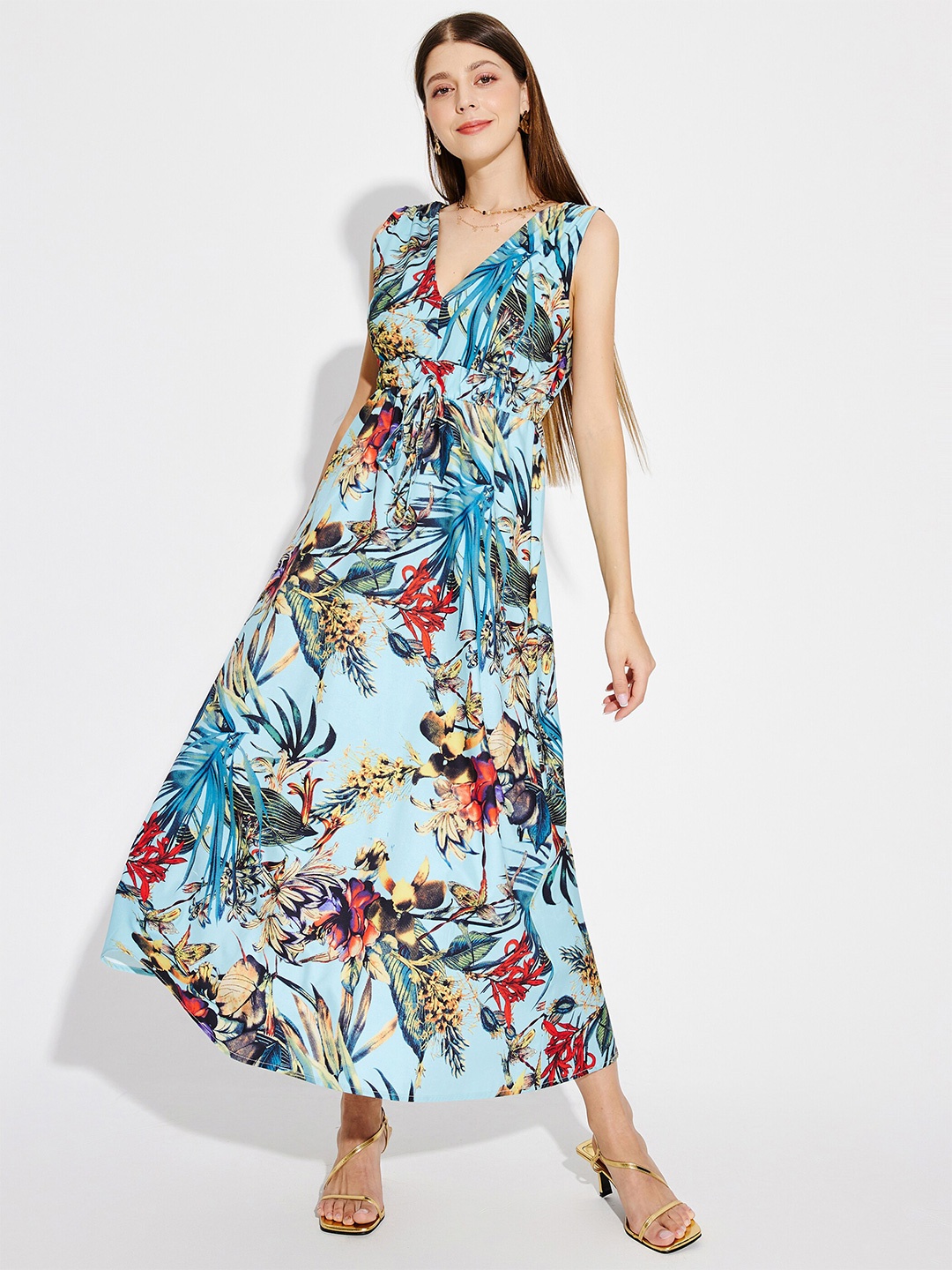 

URBANIC Blue Floral Maxi Dress
