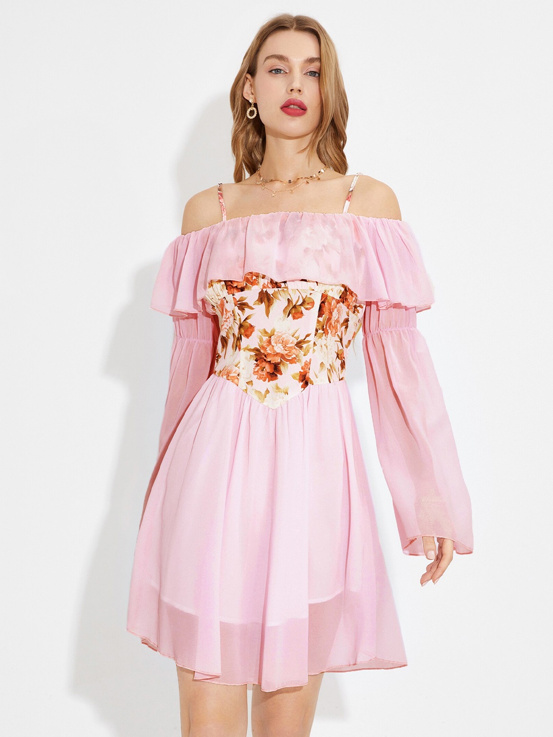 

URBANIC Pink Floral Dress