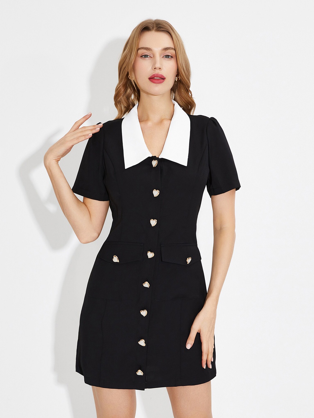 

URBANIC Black & White Shirt Mini Dress