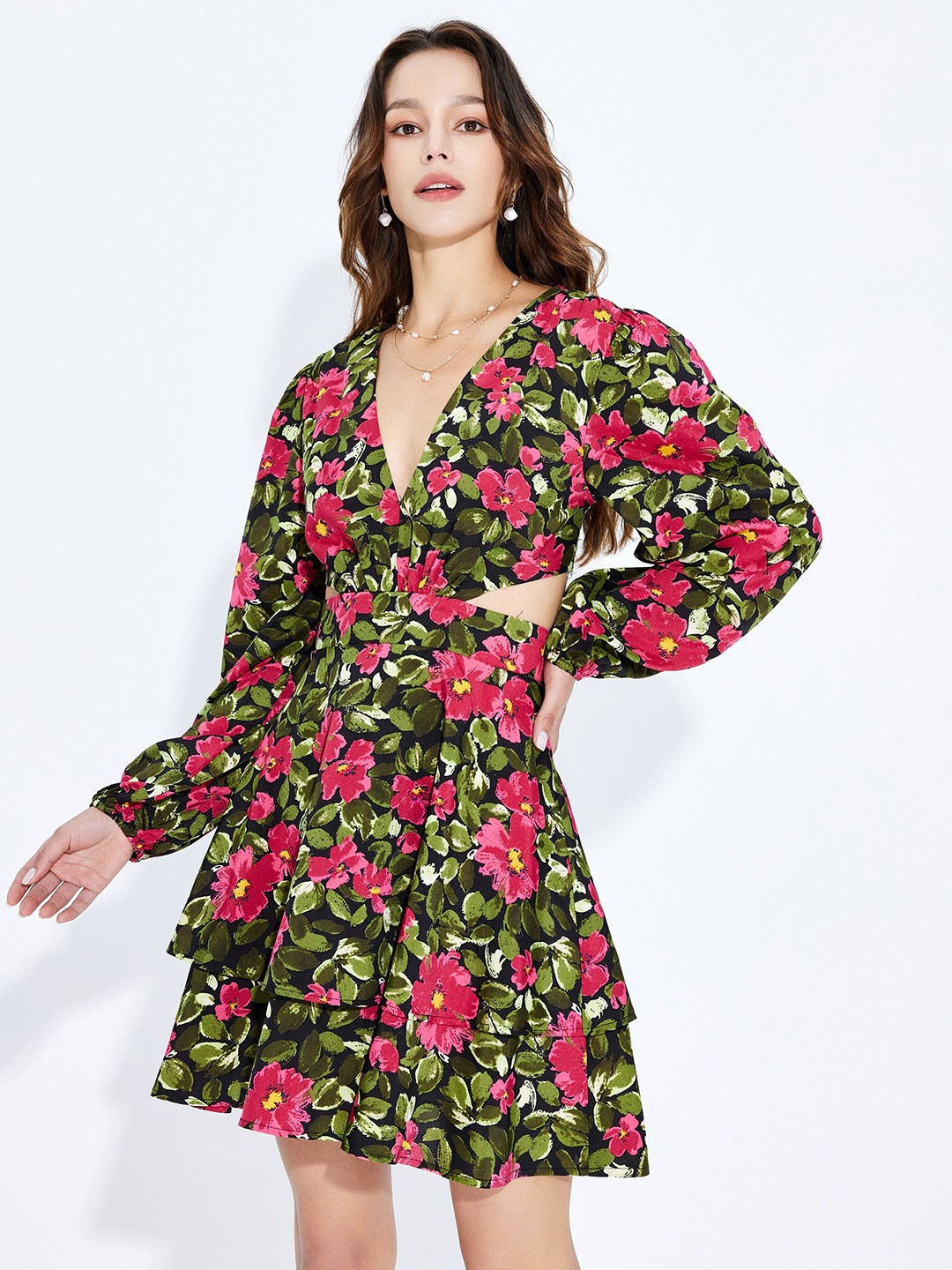 

URBANIC Red Floral Printed Dress