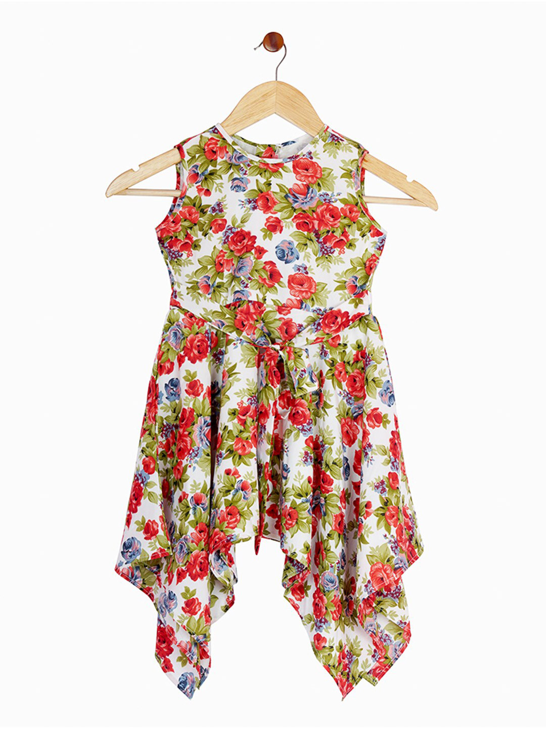 

Blooming flowers Red Floral Crepe Dress
