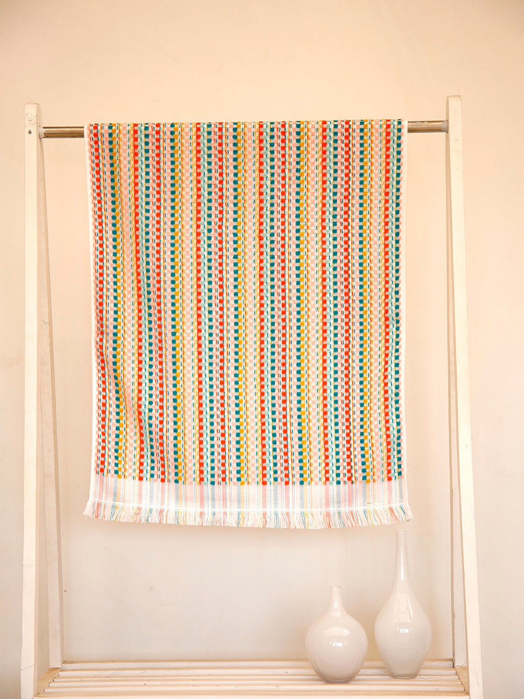 

Ariana Yellow & Red Striped 600 GSM Reversible Bath Towels, Multi