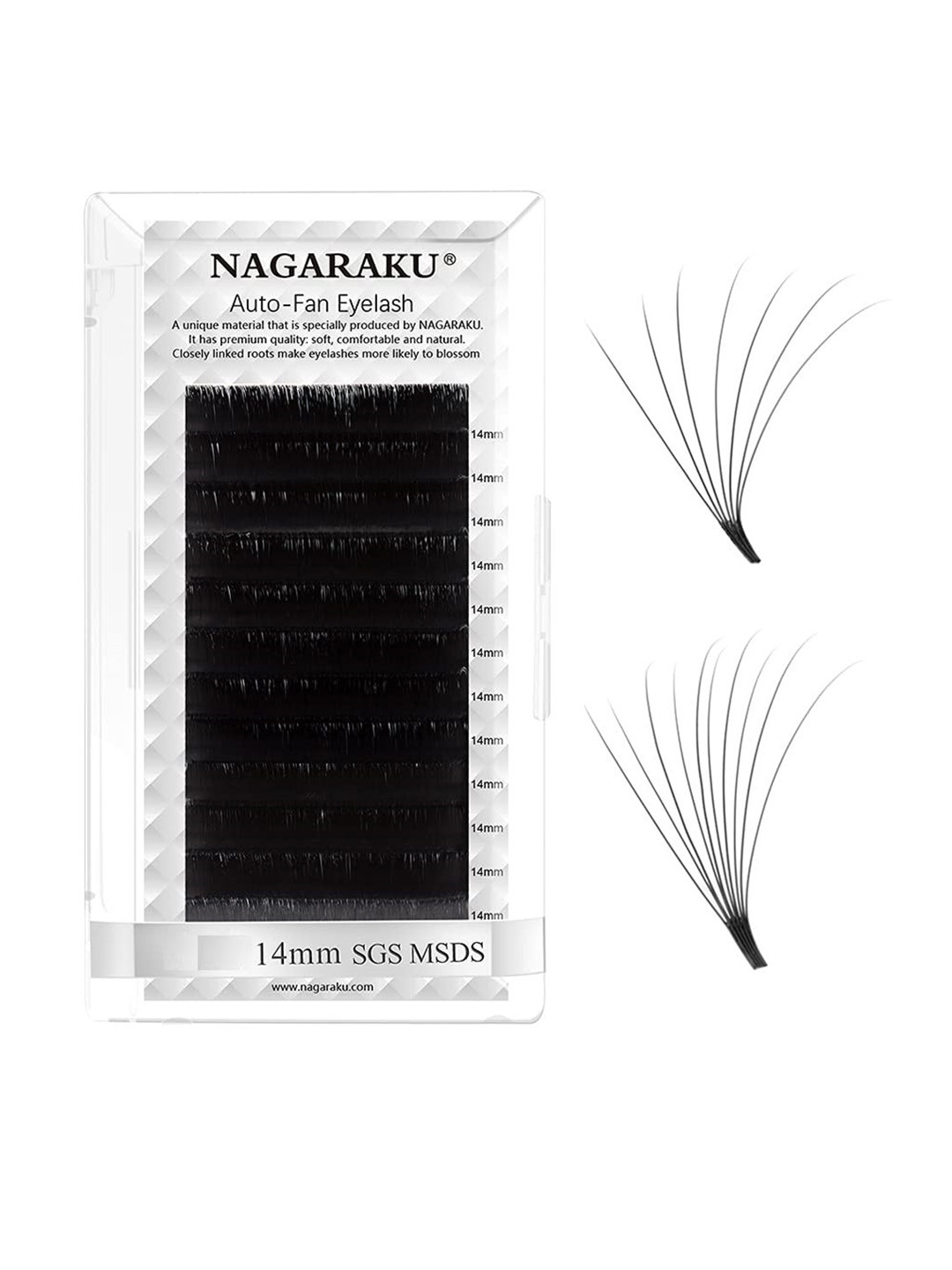 

NAGARAKU Mega Volume 12 Rows Easy Fanning Auto Fans Eyelash Extension - Curl D, Black