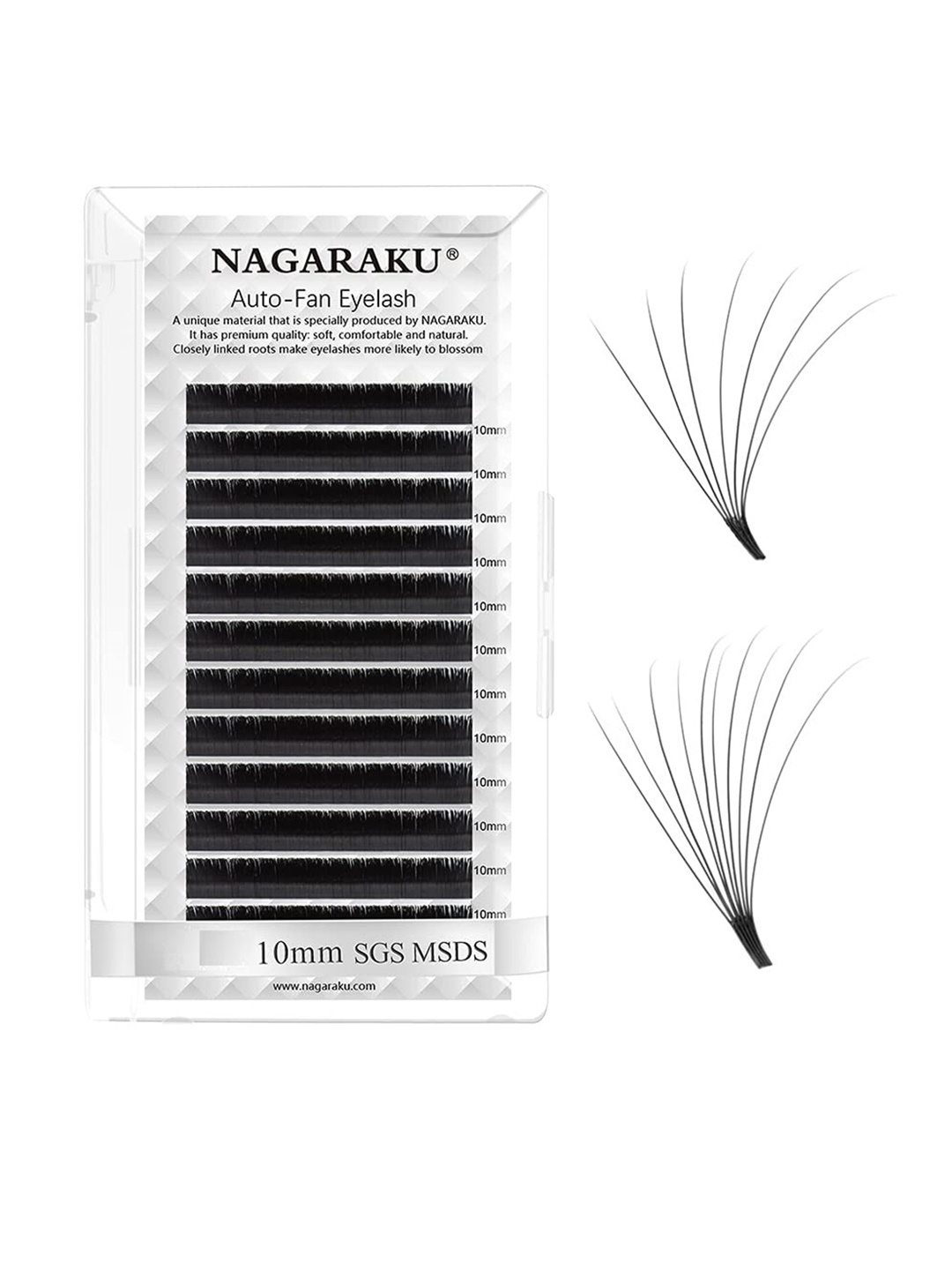 

NAGARAKU Mega Volume 12 Rows Easy Fanning Auto Fans Eyelash Extension - Curl C, Black