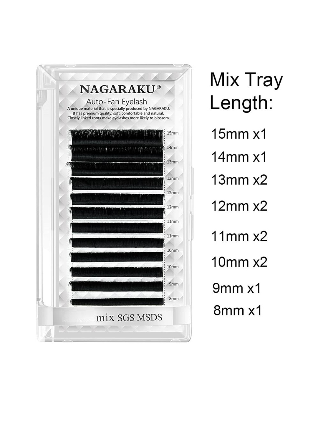 

NAGARAKU Black Easy Fanning 12 Rows Mega Volume Eyelash Extension - Curl C Mix