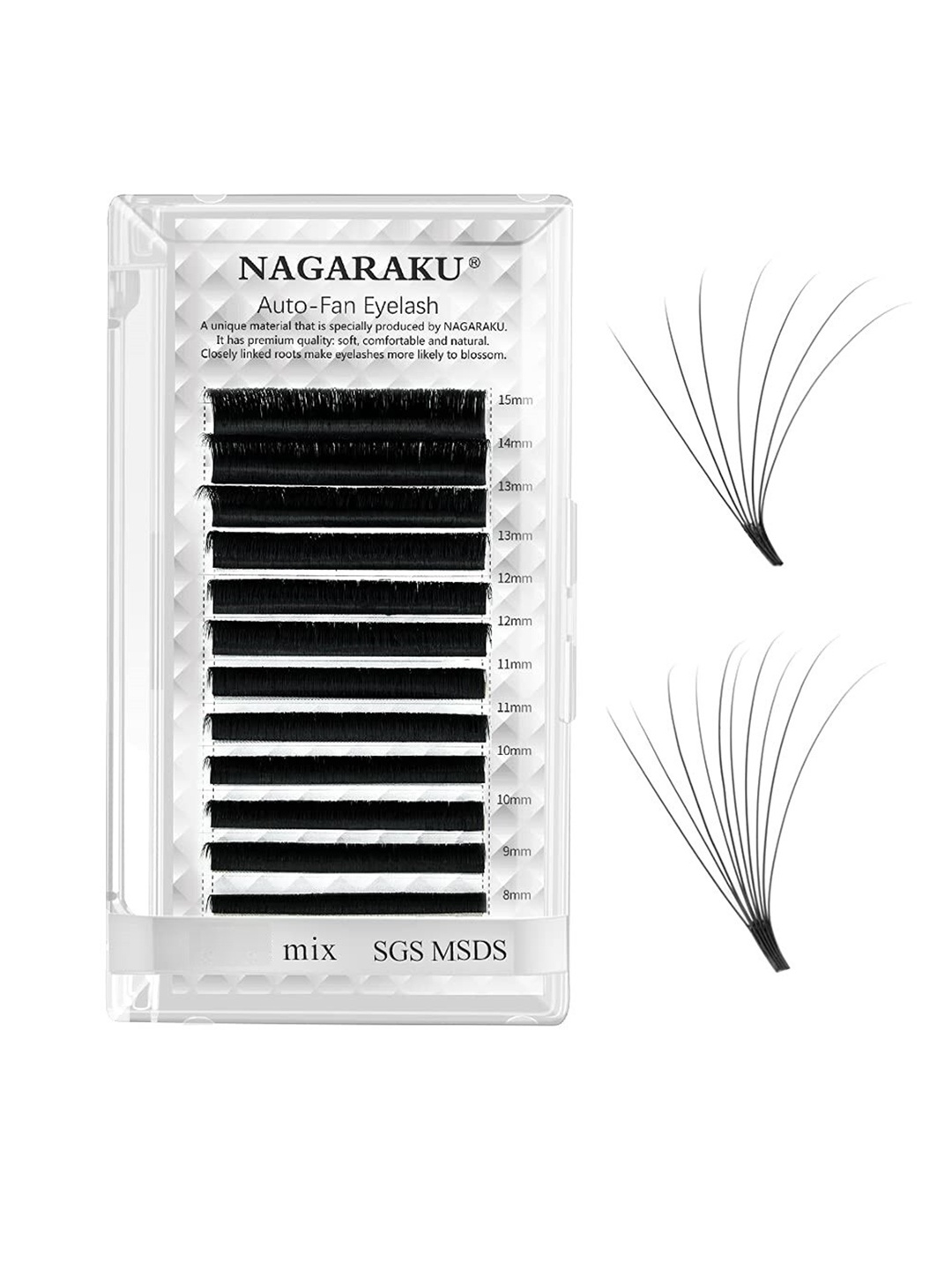 

NAGARAKU Mega Volume 12 Rows Easy Fanning Auto Fans Eyelash Extension - Curl C, Black