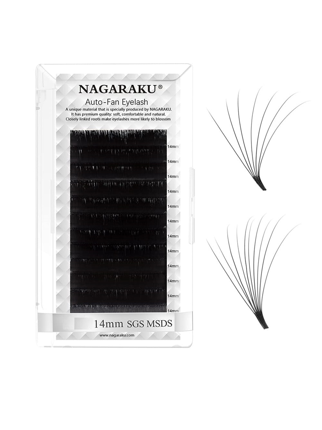 

NAGARAKU Women Black Easy Fanning 12 Rows Mega Volume Eyelash Extension - Curl C - 0.03/14