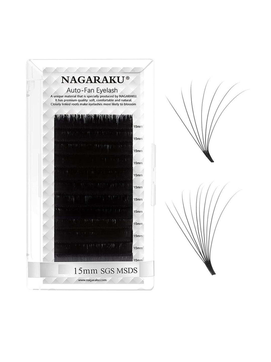 

NAGARAKU Black Easy Fanning 12 Rows Mega Volume Eyelash Extension - Curl D