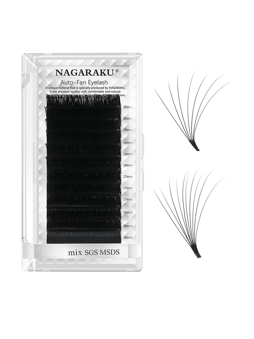 

NAGARAKU Black Easy Fanning 12 Rows Mega Volume Eyelash Extension - Curl D