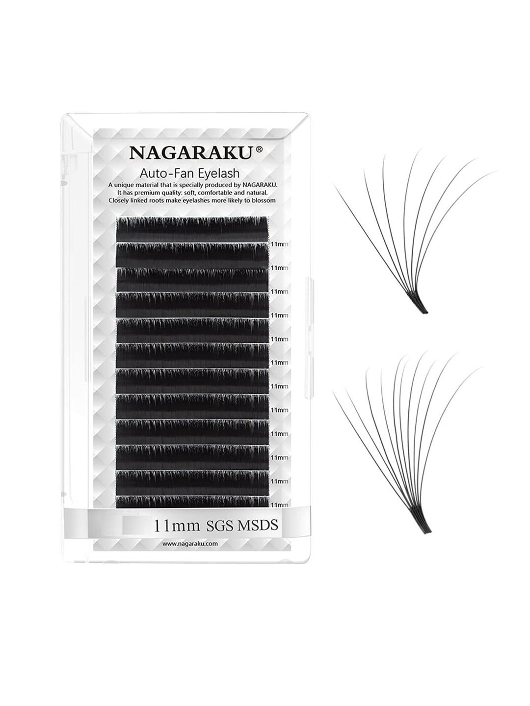 

NAGARAKU Black Easy Fanning 12 Rows Mega Volume Eyelash Extension - Curl D