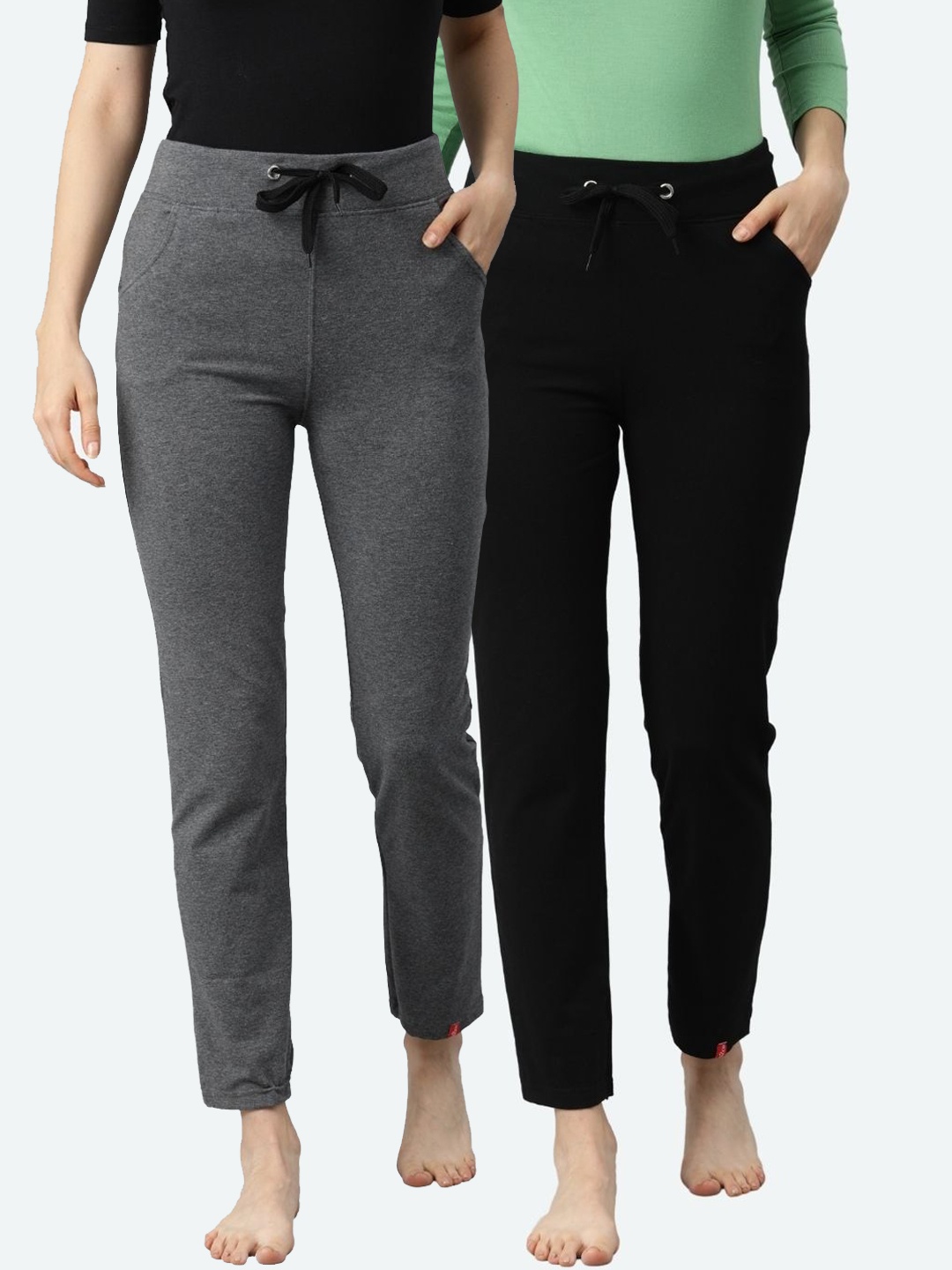 

NOT YET by us Women Pack Of 2 Solid Lounge Pants, Black