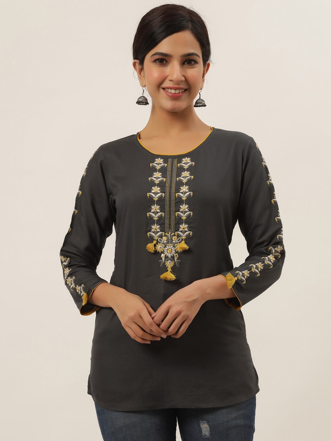 

Yufta Grey Embellished Top