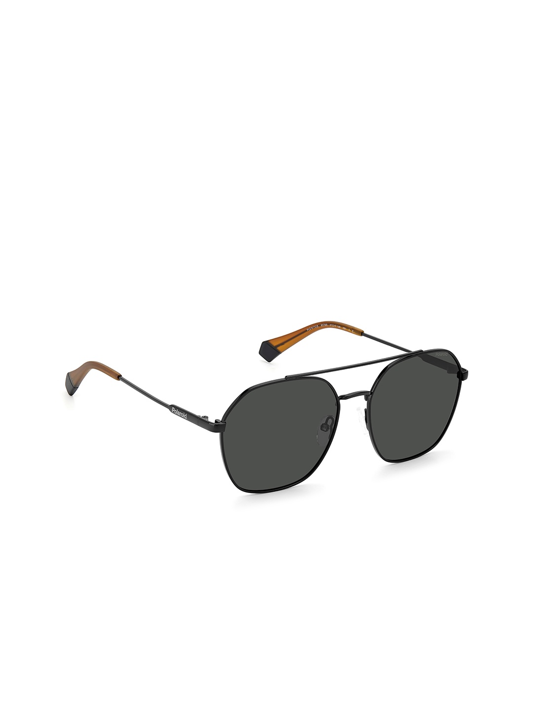 

Polaroid Unisex Grey Lens & Gold-Toned Round Sunglasses with Polarised and UV Protected Lens