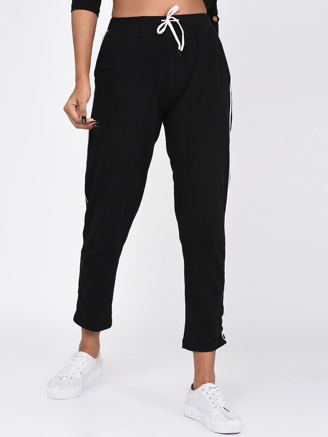 

Rigo Women Slim Fit Cotton Trousers, Black