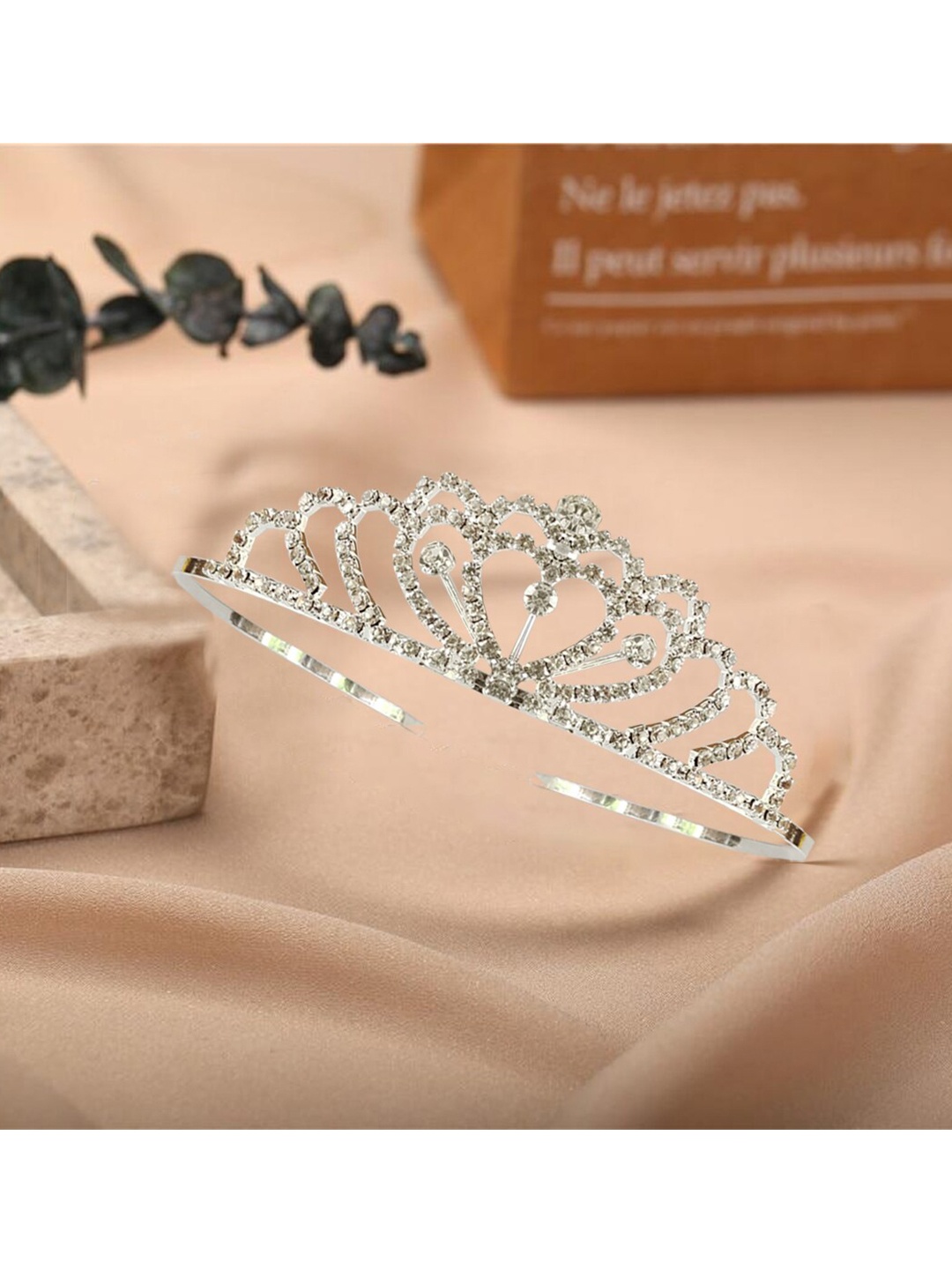 

ANNA CREATIONS Women Silver-Toned & White Tiara