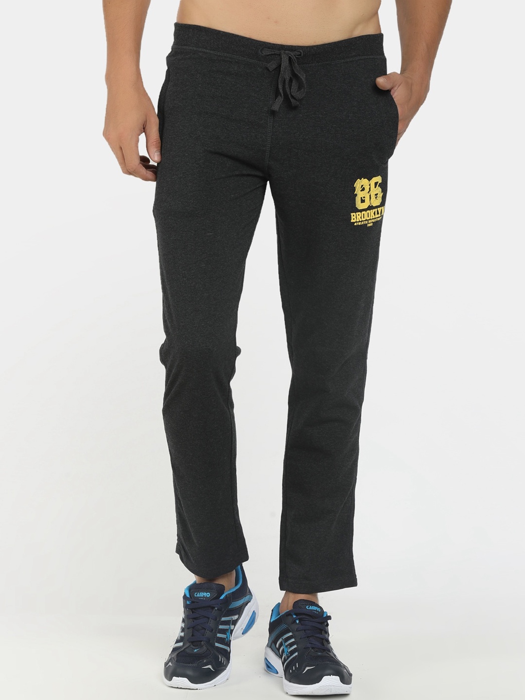 

V-Mart Men Charcoal Grey Printed Cotton Track Pants