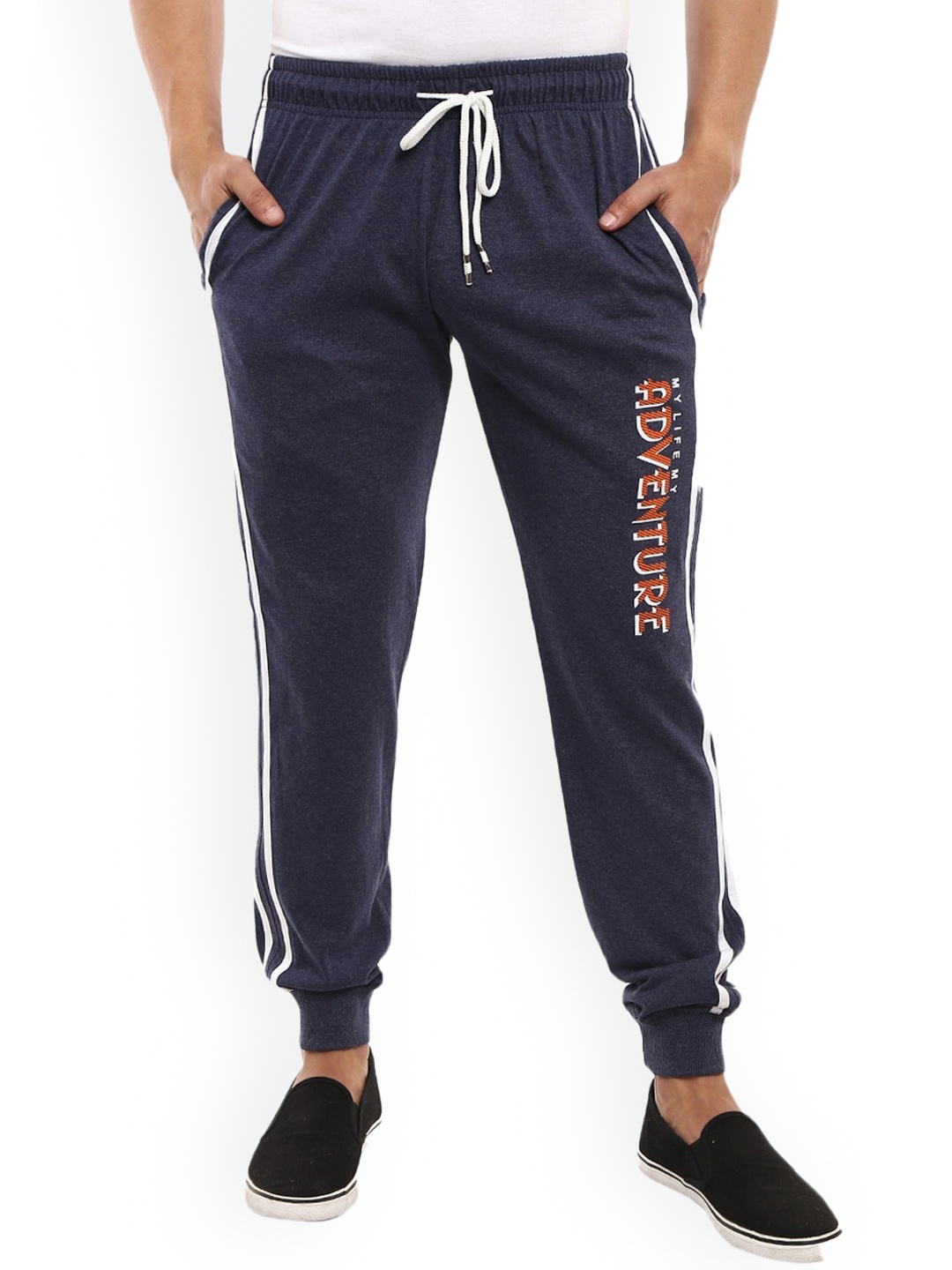 

V-Mart Men Navy Blue Printed Cotton Joggers