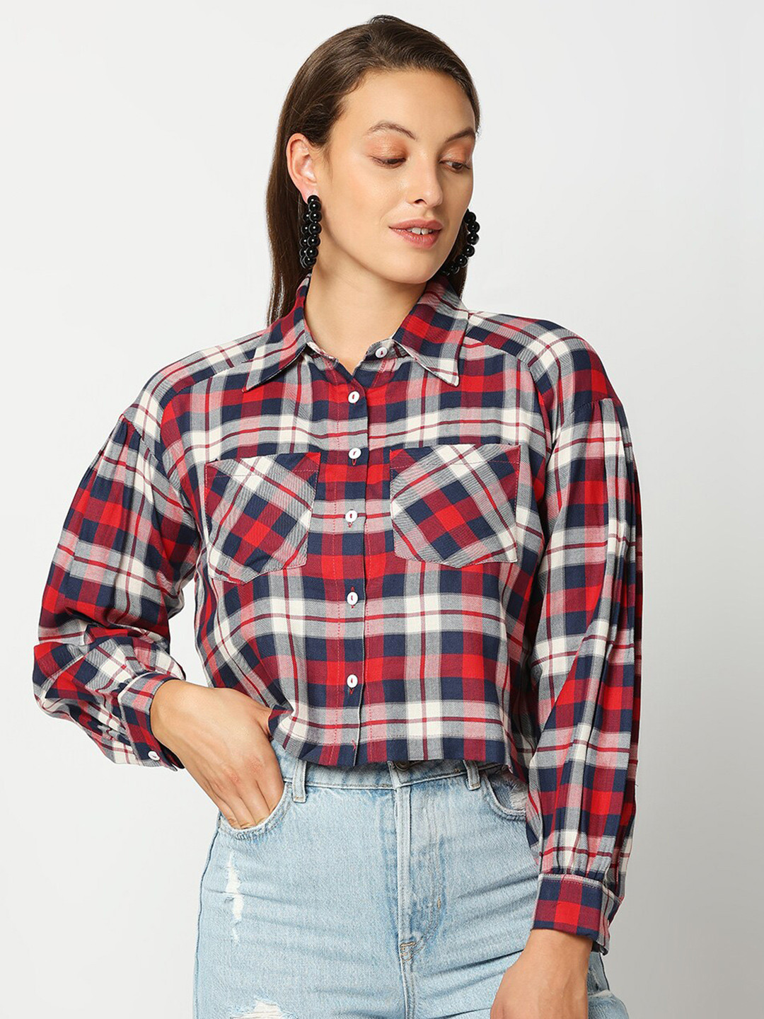 

Remanika Women Blue Comfort Checked Casual Shirt