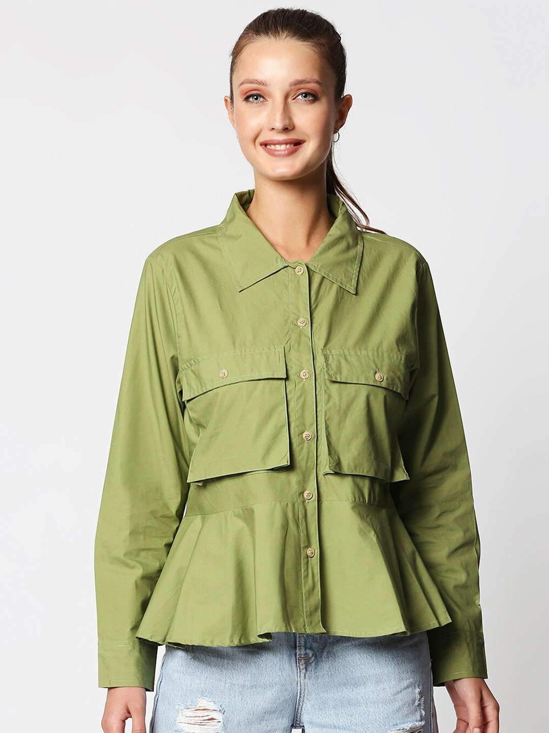 

Remanika Women Green Comfort Casual Shirt