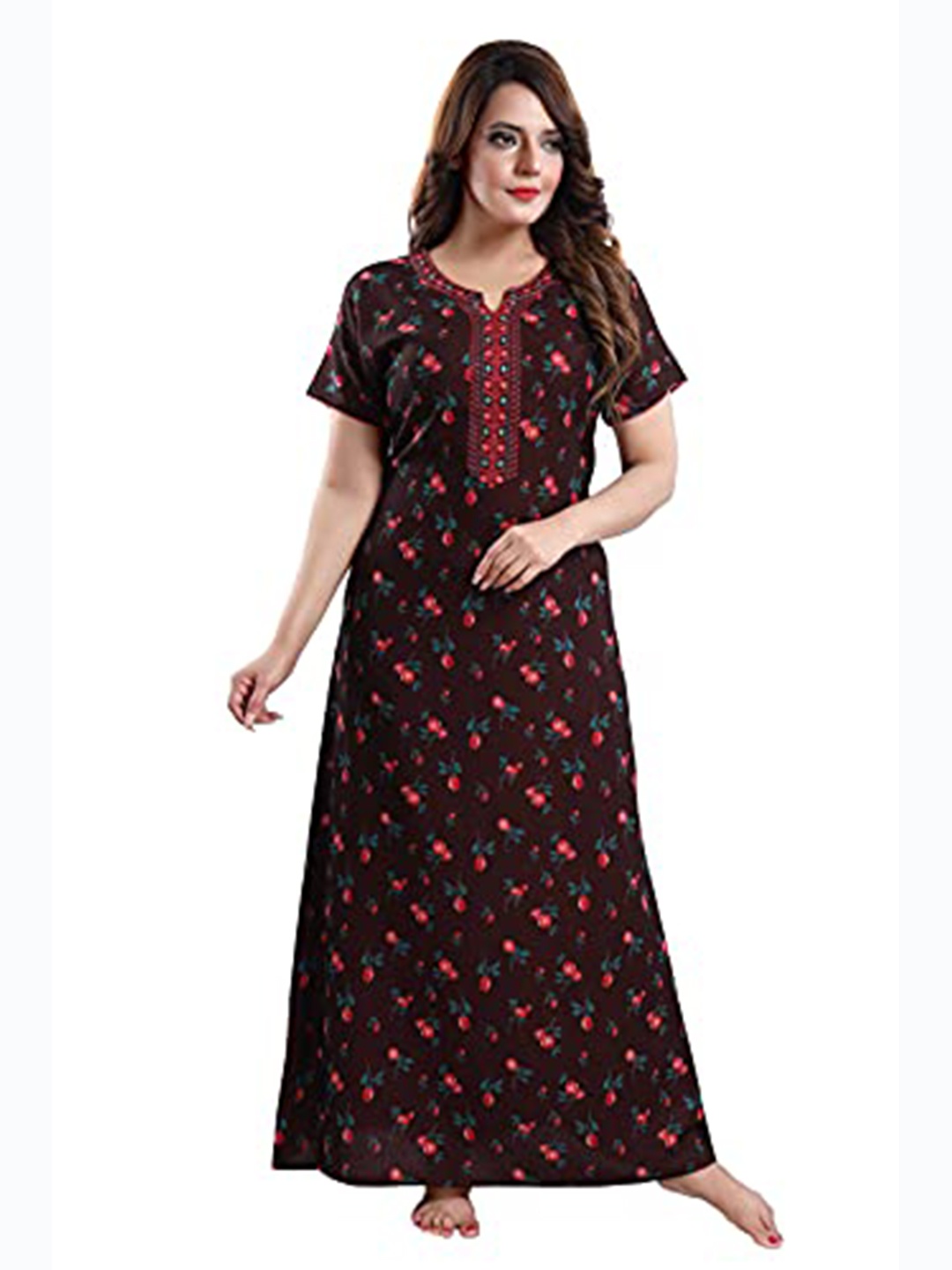 

9shines Label Red Printed Maxi Nightdress