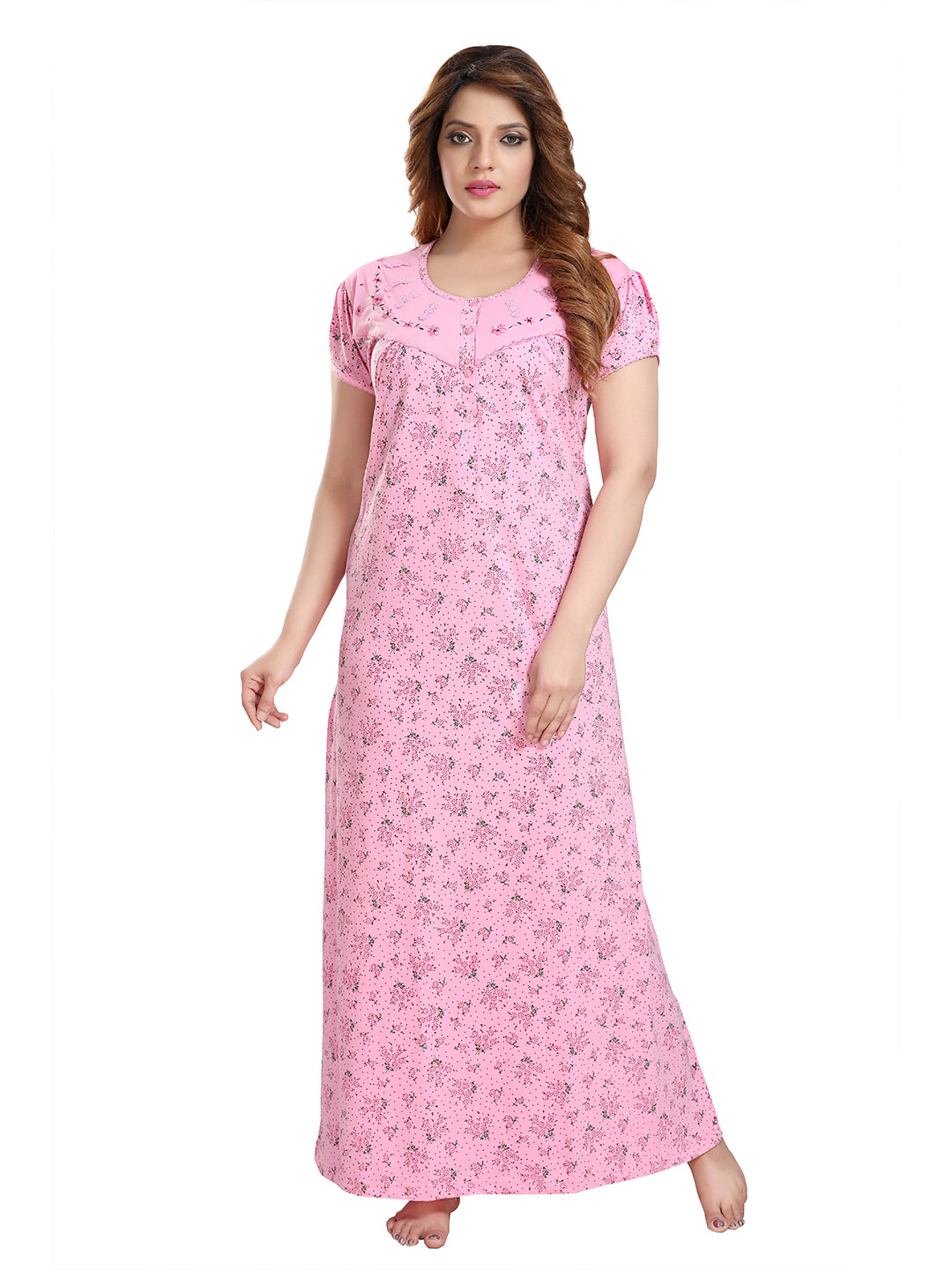 

9shines Label Pink Printed Maxi Nightdress