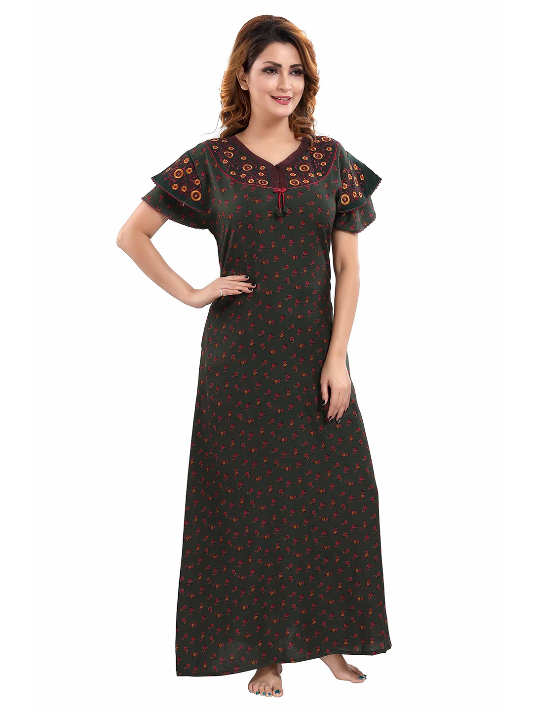 

9shines Label Green Printed Maxi Nightdress