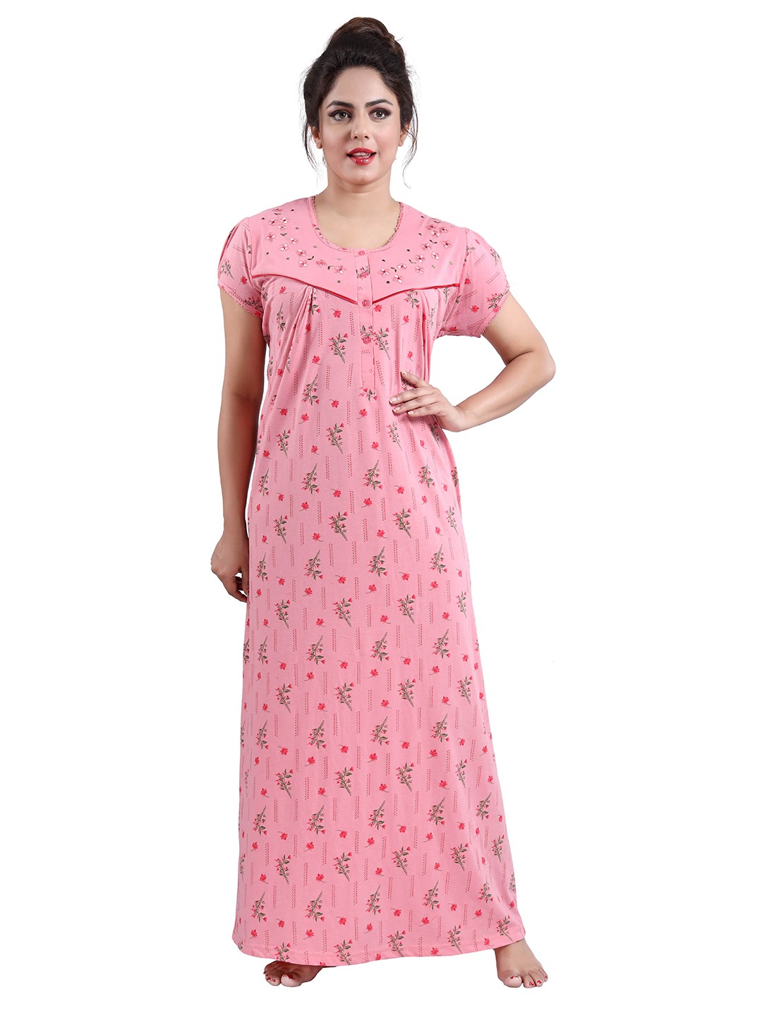 

9shines Label Pink Printed Maxi Nightdress