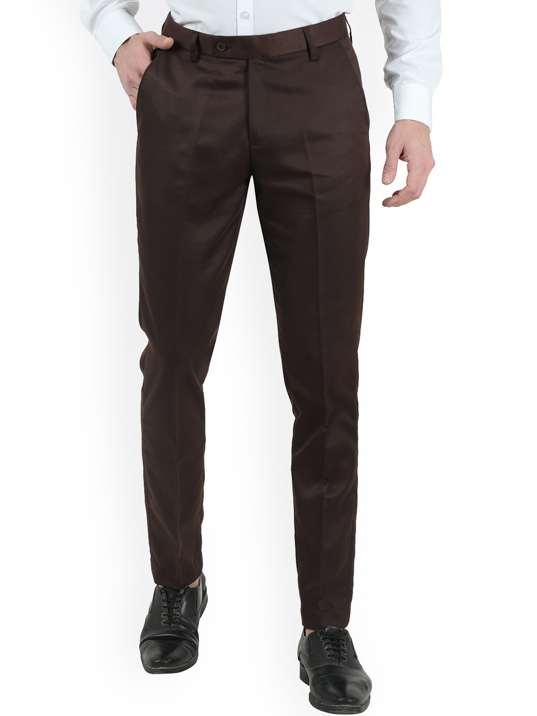 

VEI SASTRE Men Brown Smart Slim Fit Trousers