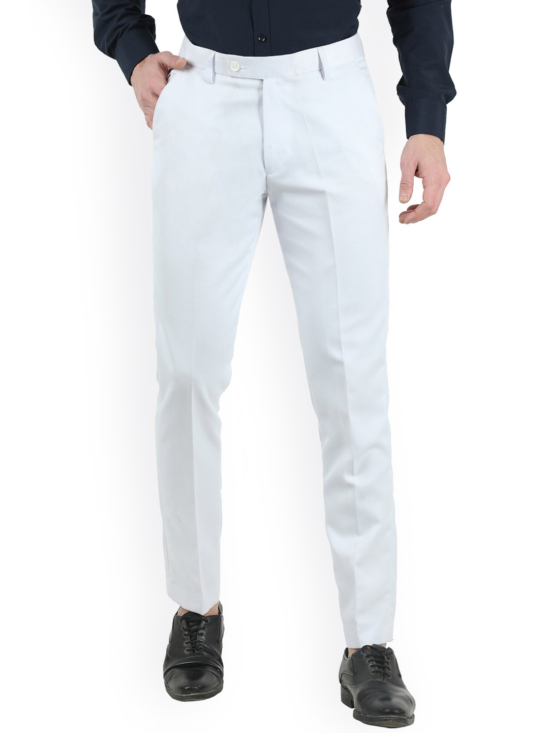 

VEI SASTRE Men White Smart Slim Fit Trousers
