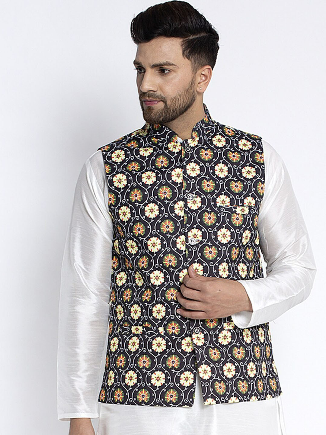

Benstoke Men Multi-Coloured Woven-Design Nehru Jackets
