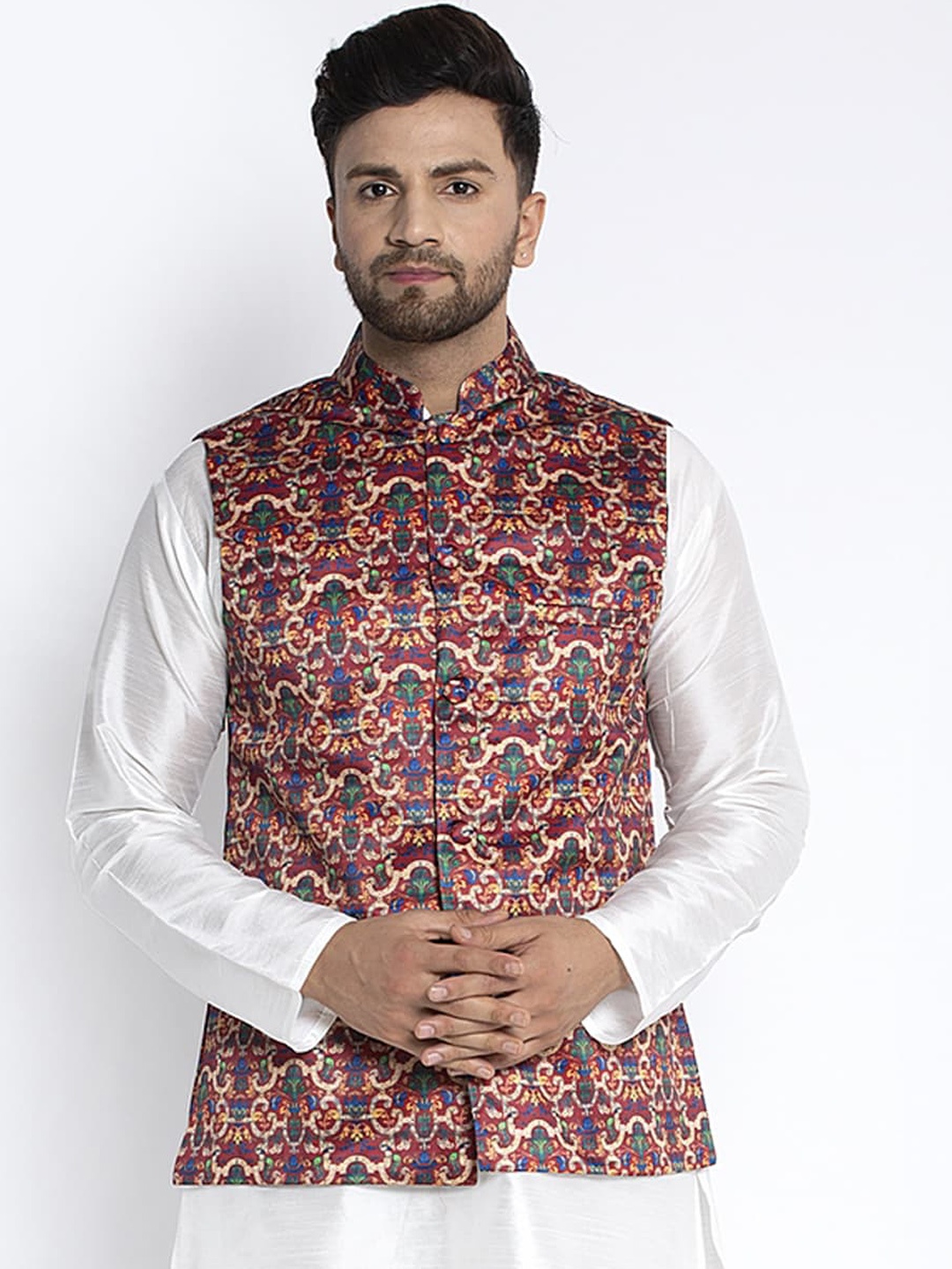 

Benstoke Men Printed Woven Nehru Jackets, Multi