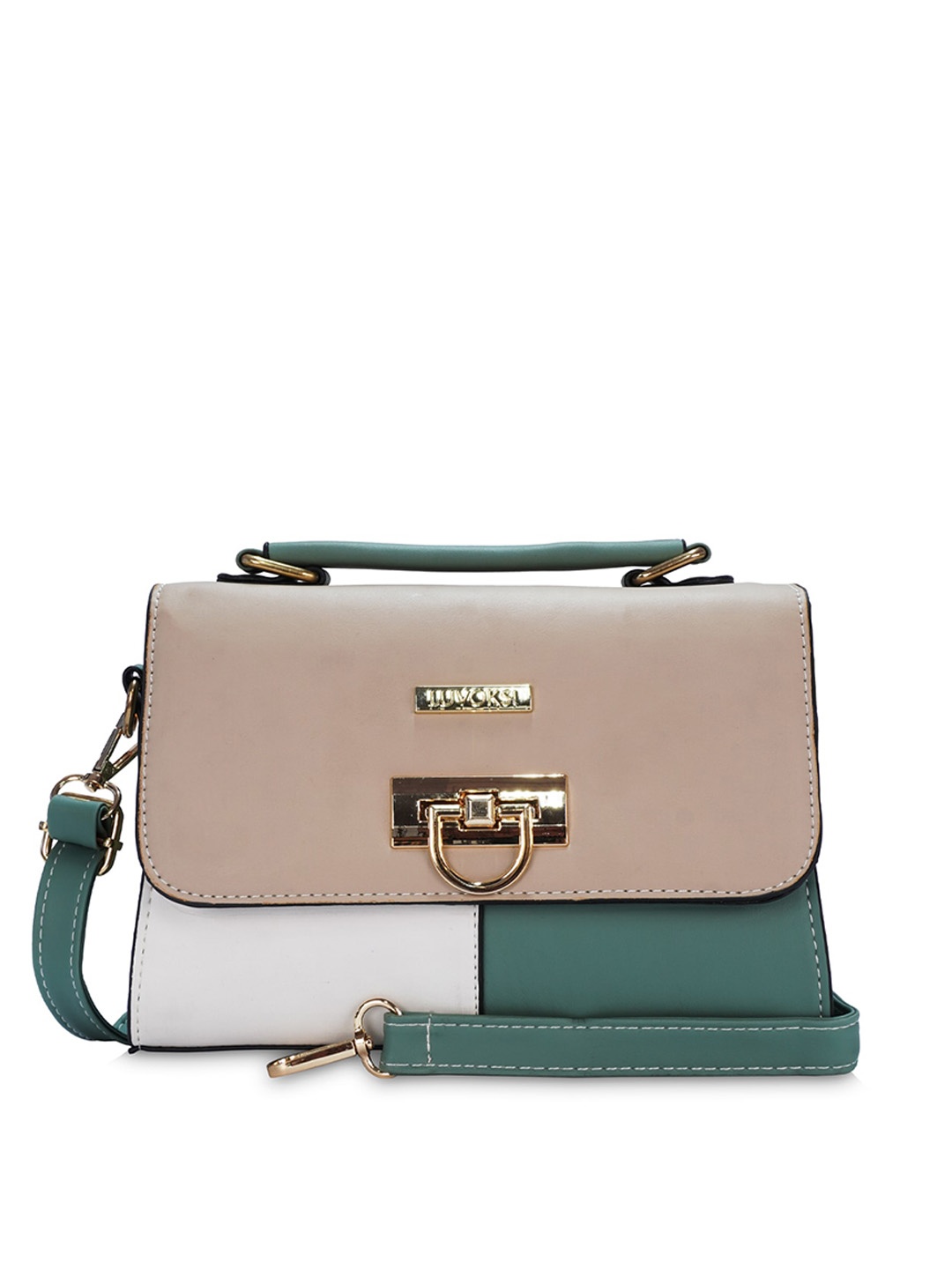 

Luvoksi Green Colourblocked PU Structured Satchel