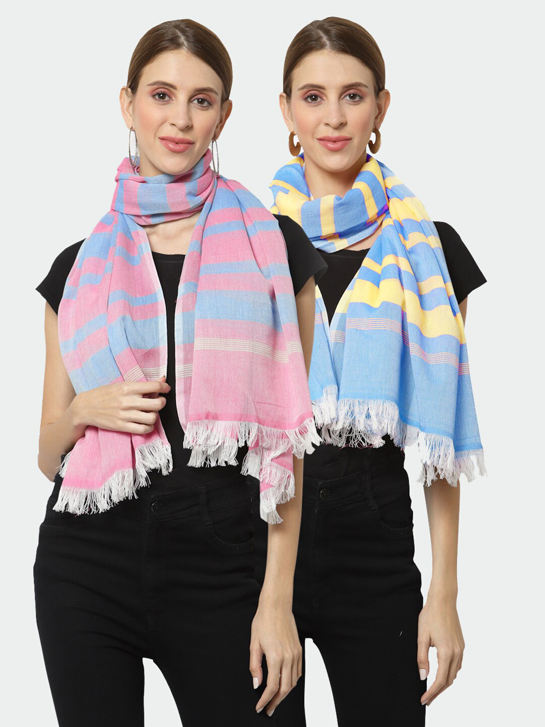

KLOTTHE Women Pack of 2 Pure Cotton Stoles, Blue