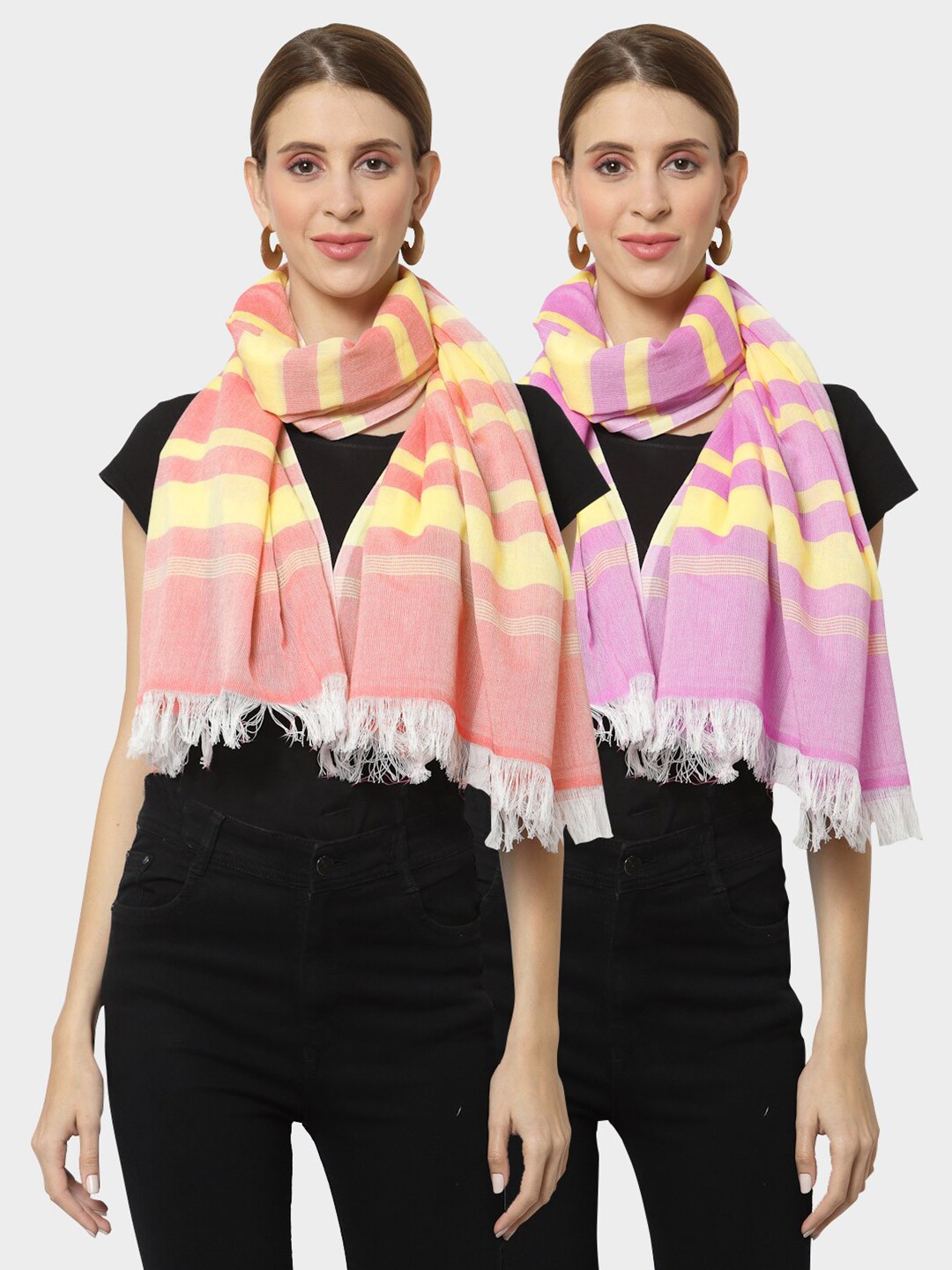 

KLOTTHE Women Pack of 2 Pure Cotton Stoles, Purple
