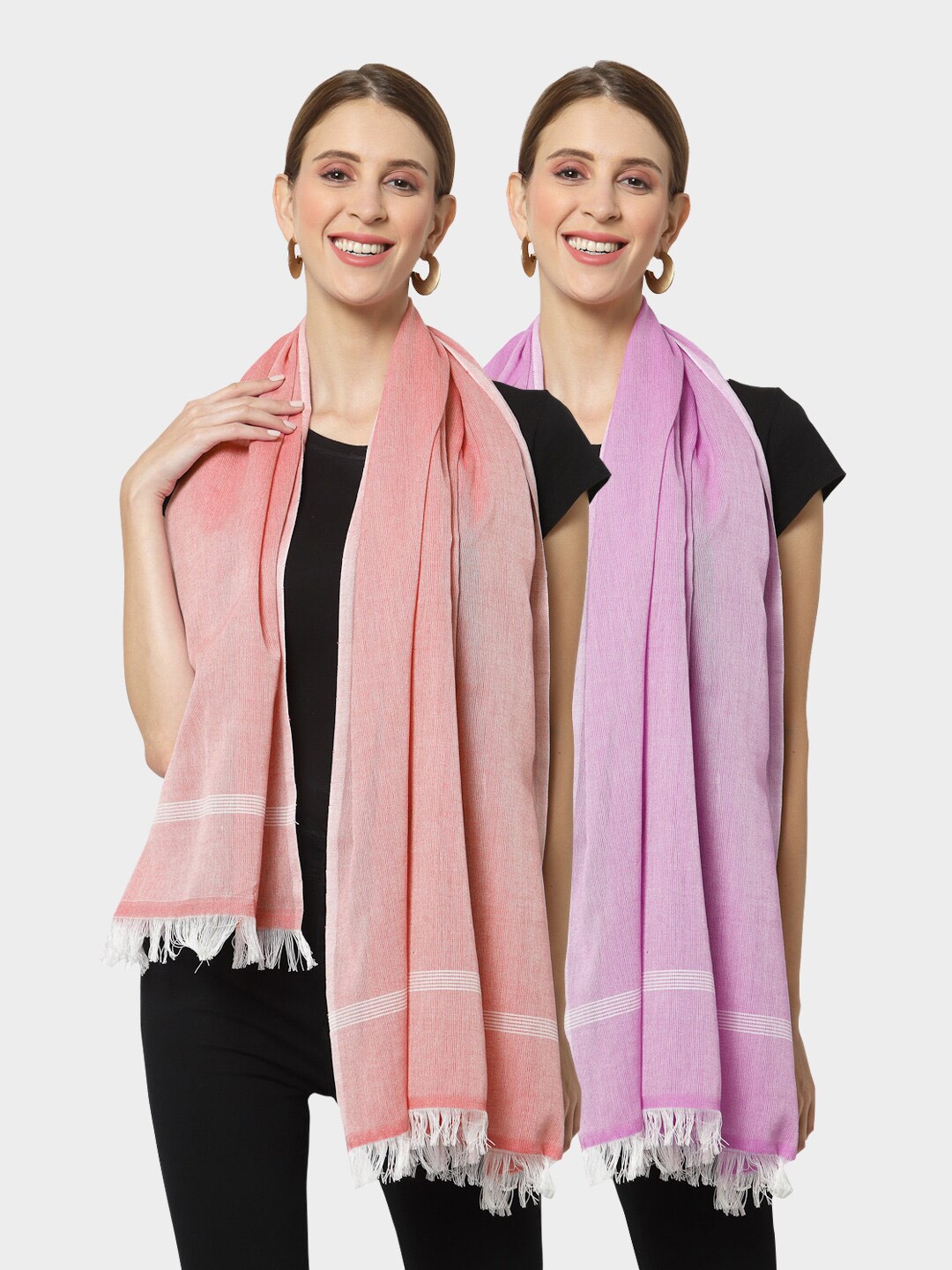 

KLOTTHE Women Pack of 2 Pure Cotton Stoles, Purple