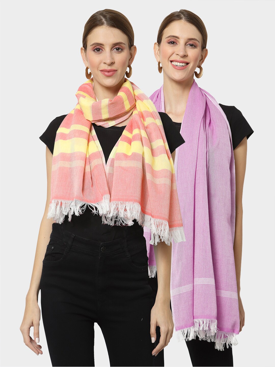

KLOTTHE Women Pack of 2 Pure Cotton Stoles, Purple