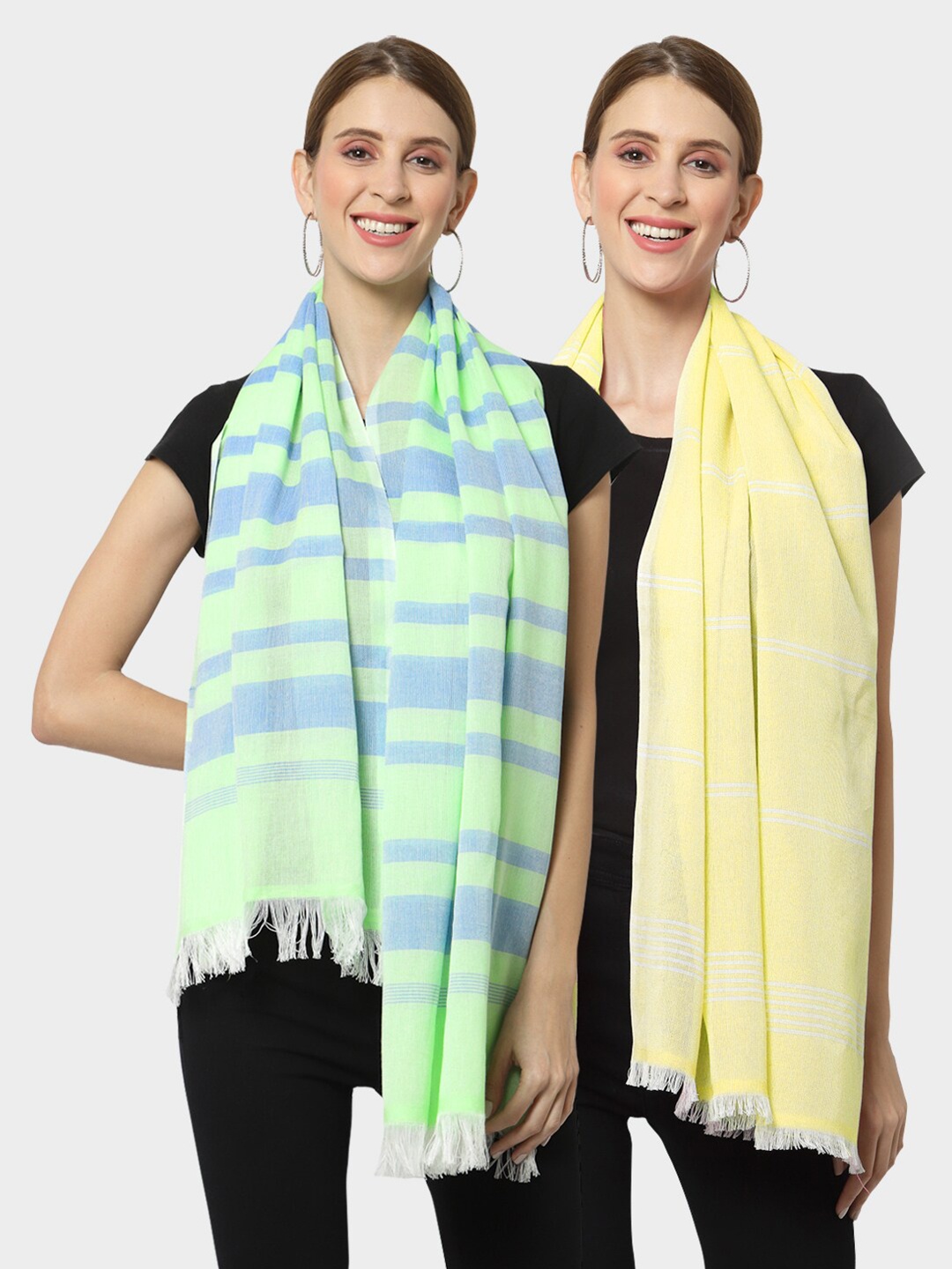 

KLOTTHE Set of 2 Pure Cotton Stole, Green