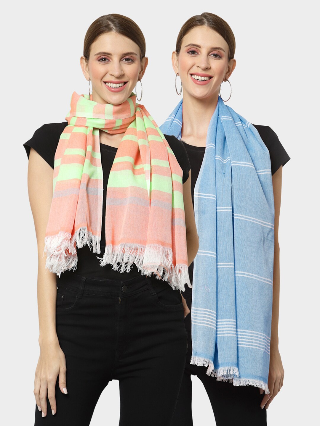 

KLOTTHE Women Set of 2 Pure Cotton Stole, Blue
