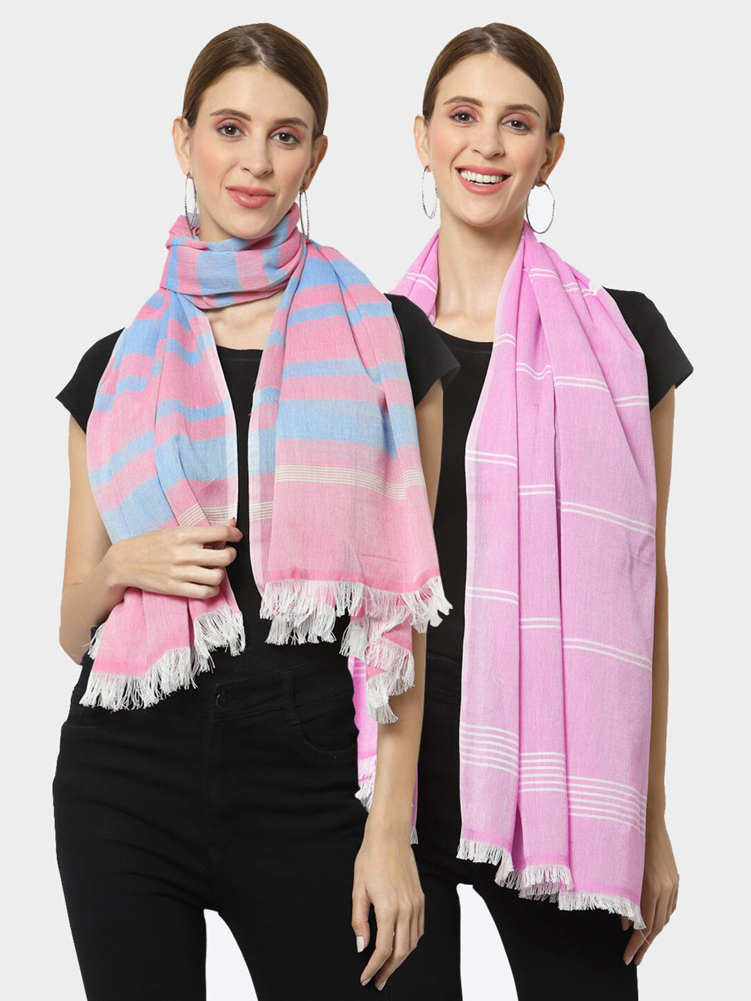 

KLOTTHE Women Set of 2 Pure Cotton Stole, Purple
