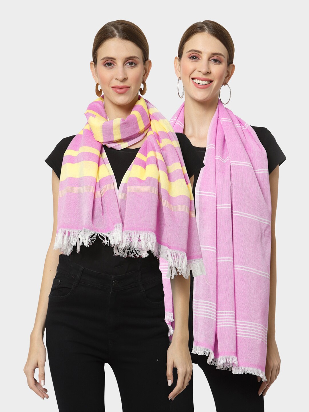 

KLOTTHE Women Set of 2 Pure Cotton Stole, Purple