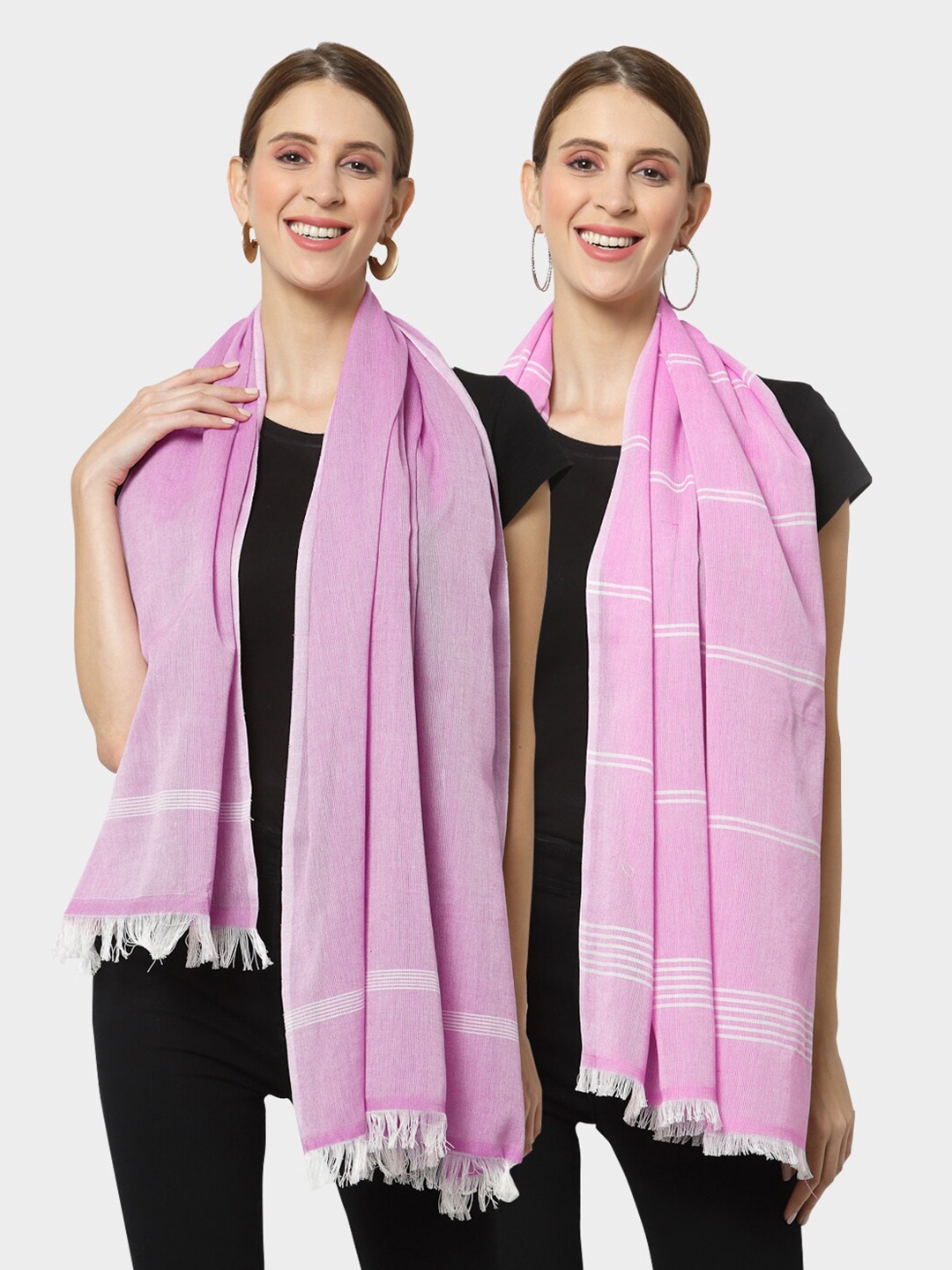 

KLOTTHE Set of 2 Pure Cotton Stole, Purple