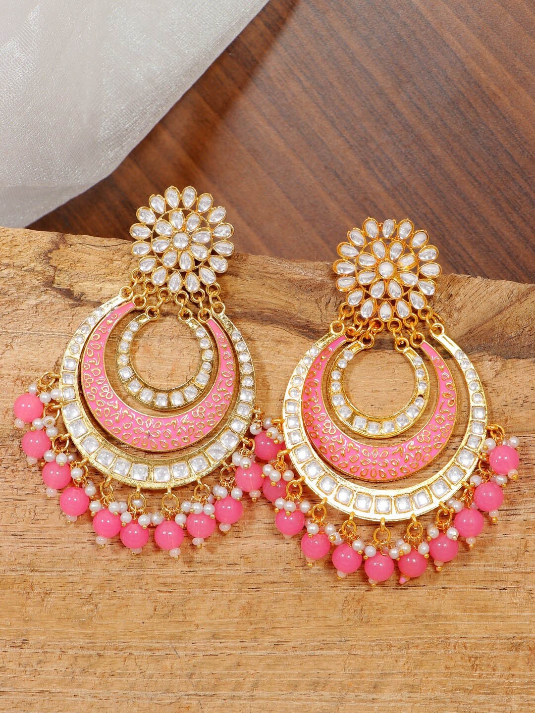 

Crunchy Fashion Pink Contemporary Chandbalis Earrings